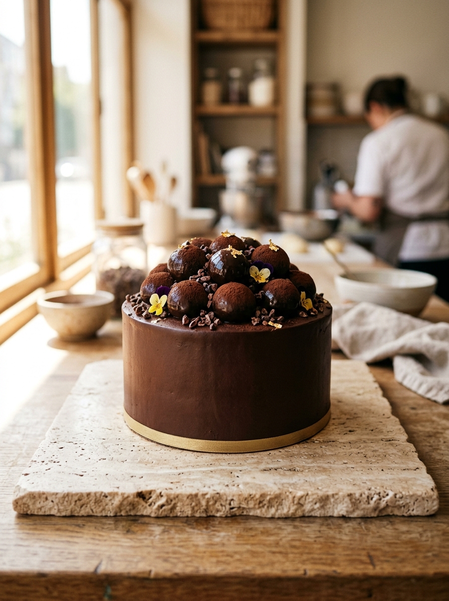 Bolo de 1 kg decorado com brigadeiros